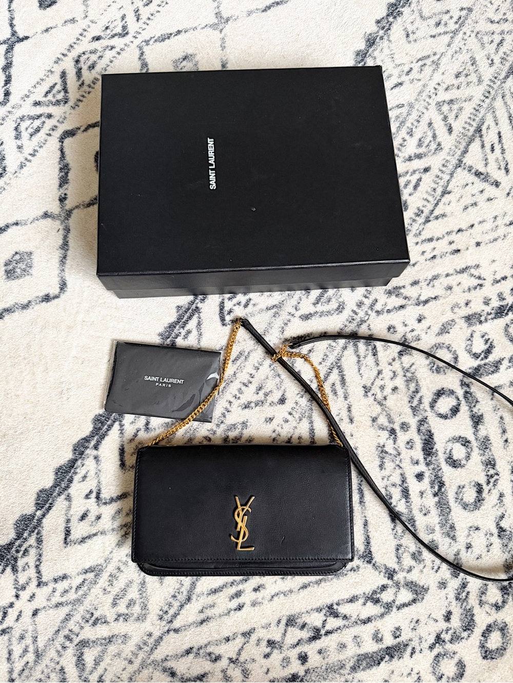 SOLD❗️YSL Cassandre mini black gold monogram chain crossbody bag phone holder - Picture 13 of 14
